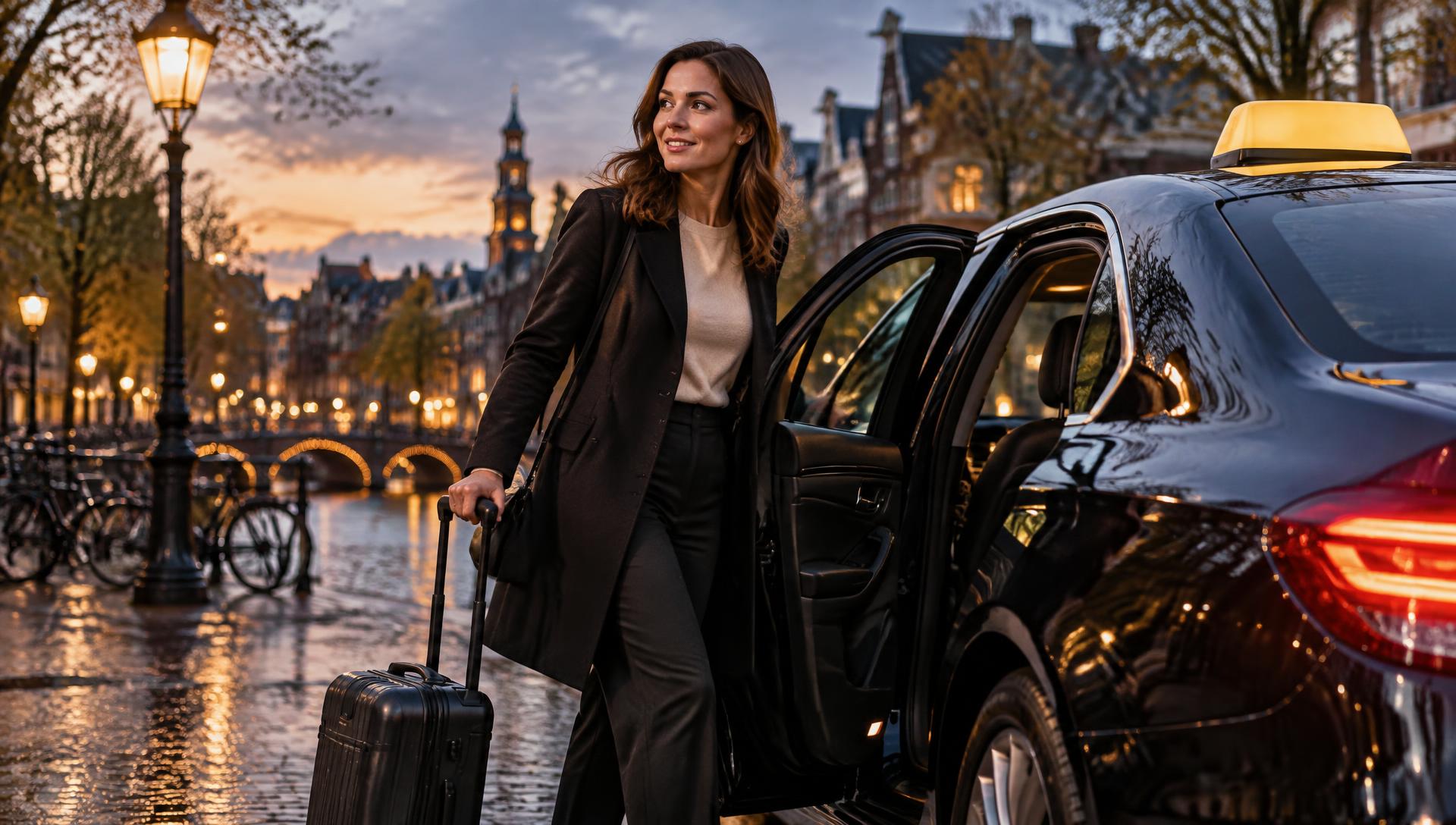 Passagier stapt in een taxi van Taxi BOB 24/7